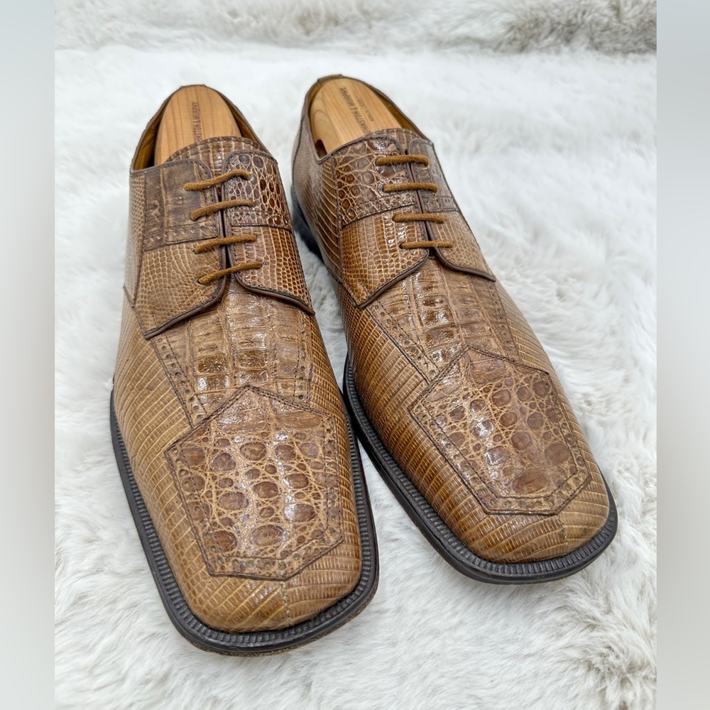 DAVID EDEN Brown Crocodile Oxford Lace-Up Shoes‎ - Size 10 dress shoes